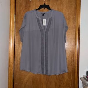 Short Sleeve Plus Size Button Down Blouse with a crocheted front!!